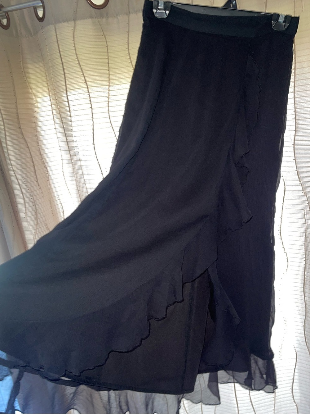 Black Ruffled Midi Skirt